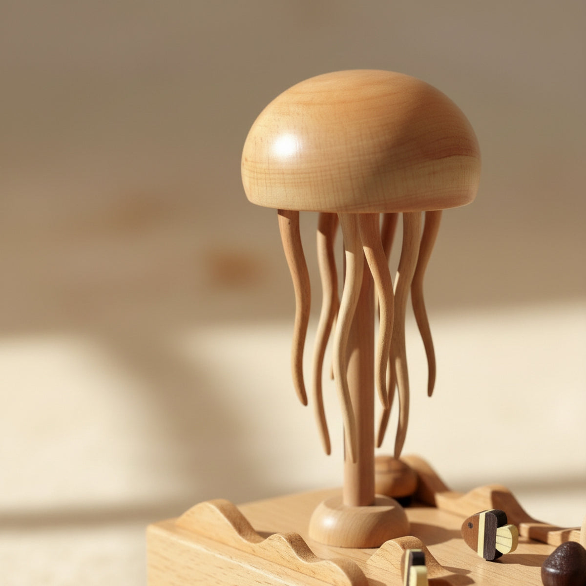 Desktop Jellyfish Musical Box Artisanal Musical Box with Jellyfish Soothing Musical Ornament Artistic for Collectors, Office Desk, Living Room, Reading Nook