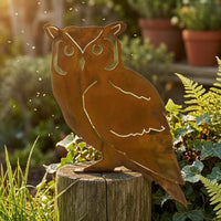 Weathered Metal Owl Ornament Traditional House Decoration Weather-Resistant for Garden Display