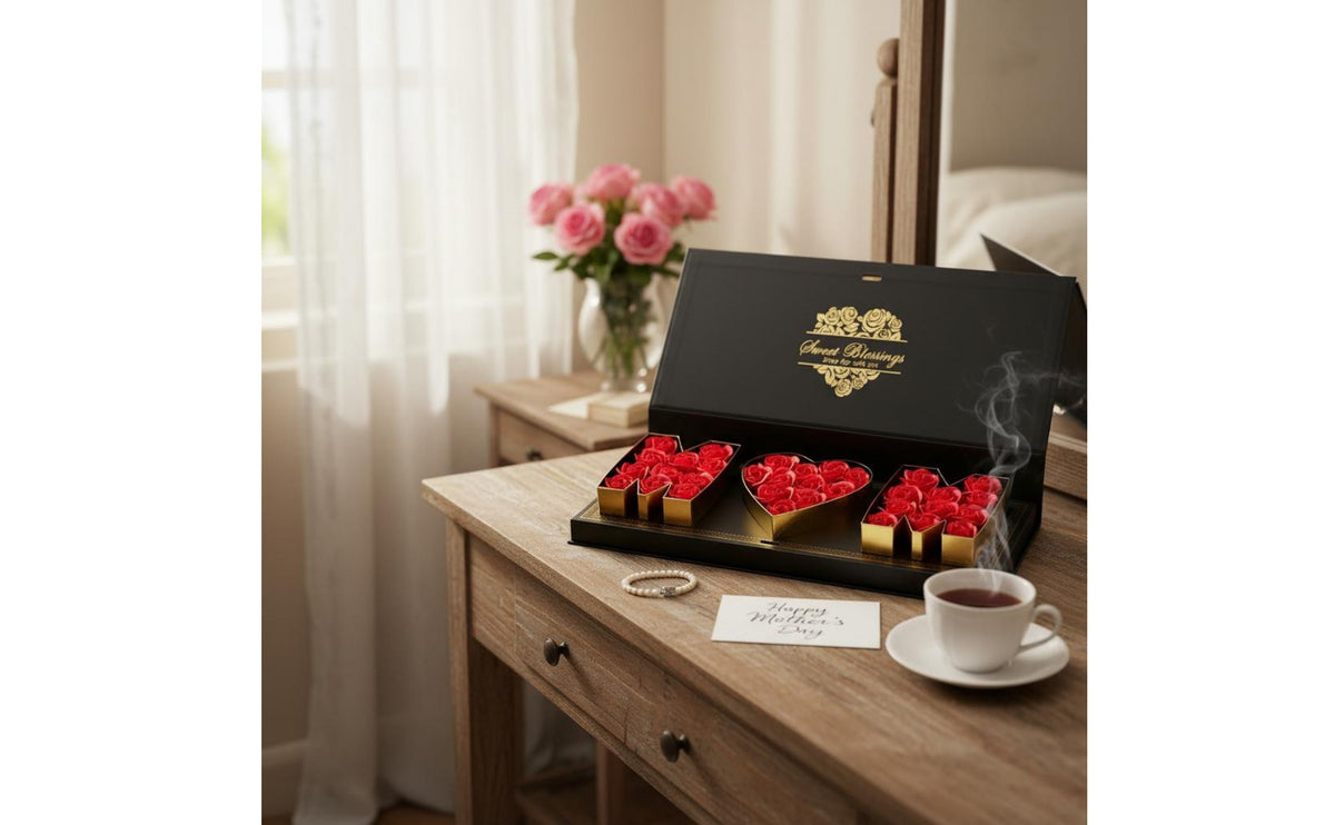 Premium Look Mother's Day Gift Box Elegant Design Floral Gift Box Gold Foil Print for Mothers