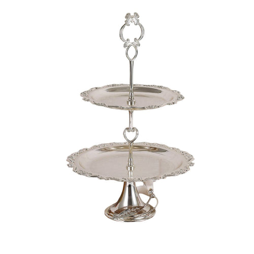 2 Tier Dessert Simple to Assemble to Assemble Dessert Rack with Handle Weighted Tiered Serving Tray for Party Hosts, Brides