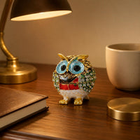 Owl Figurine Trinket Box Faceted Owl Trinket Box Compact