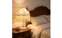 Table Lamp with Textile Shade Decorative Bedside Table Lamp Floral Warm for Bedroom, Reading Corner