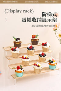 甜品台展示架小蛋糕纸杯摆件摆台零食置物收纳架木质阶梯式点心架 二层长20cm✅（送安装工具 破损包补）