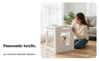 Easy to Clean Transparent Wheeled Fence Movable on Wheels Modular Panel Pen Sturdy and Stable Pet Playpen Polished Burr-Smooth Finish for Puppy Owners, Indoors, Living Room, Bedroom, Whelping