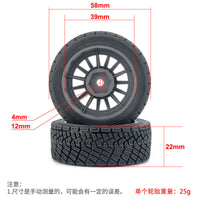 PYFORE 58mm Diameter 1/14 Racing Flat Tire Wear-Resistant Tire Skin Simulation Upgrade Accessory