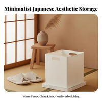 Square Lidded Bin Japanese aesthetic Lidded Container Decorative for Home Decorators