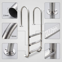 Stainless Steel Swimming Pool Ladder Easy Install Pool Ladder with Handrails Stable Wide for Backyard