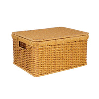 Nordic Storage Box with Rattan Look, Waterproof Flip-Top Organizer