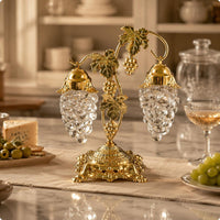 Ornate Fruit-Cluster Jar Metal Lid House Decoration Elegant
