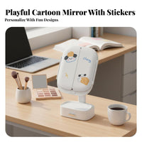 Lighted Folding Cosmetic Mirror Storage Tray Base Foldable light-emitting diode on-the-portable Mirror