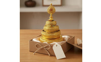 Gilded Tiered Mandala Plate Copper-Alloy Mandala Offering Plate Multi-Tier Ritual Object Ornate for Buddhist Practitioners, Display