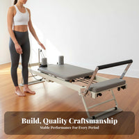 Multi-Functional Foldable Pilates Reformer Multifunctional Home Pilates Training Bed Space-Saving Core Exercise Reformer Machine Easy to Move for Gym