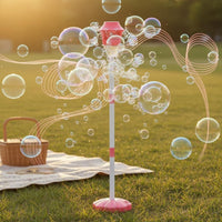 Outdoor Fun Flower Bubble Machine Portable Automatic Bubble Blower Easy to Use Party Toy LED Lights for Children, Children, Camping, Birthday, Festival