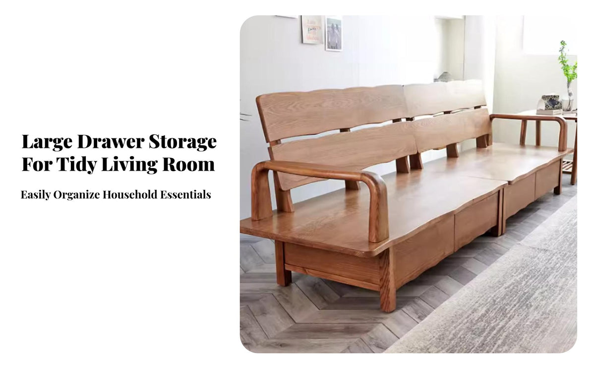 Wooden Corner Sofa with Drawers Built-in Storage Living Room Furniture bi-seasonalSeason Use Sectional Couch for Apartment Dwellers, Homeowners, Lounge Area