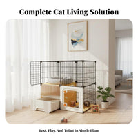 Multi-Level Cat Condo with Litter Box Enclosure Ventilated for Indoors, Bedroom
