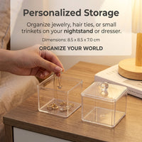 Clear Acrylic Storage Box with Lid, Display Organizer, Containers for Jewelry, Cube for Shelves