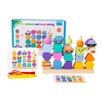 Educational Wooden Sorting and Lacing Toy Fine Motor Matching Shape Stacker Geometric Shape Sorter with Cards Multifunctional for Toddlers, Preschoolers, Playroom, Homeschool, Classroom