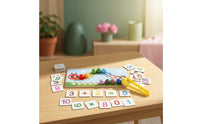 Hands-on Caterpillar Math Board with Beads Educational Wooden Counting Toy with Tweezers Learning Child-Centered Math Board with Cards Preschool for Homeschooling, Kindergarten