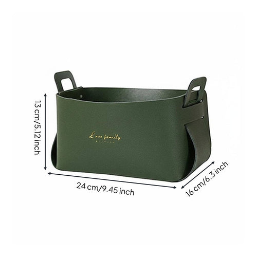 PU Leather Storage Box Waterproof Collapsible Organizer with Handles Decorative