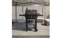 Barbecue Grill with Side Shelves Curved Lid Black Barbecue Grill Chimney Vent Outdoor Cooking for Backyard