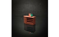 1:64 Scale Miniature Bar Counter Wood-Grain Bar Counter with Bottles Simple Dollhouse Pub Set Detailed for Collectors