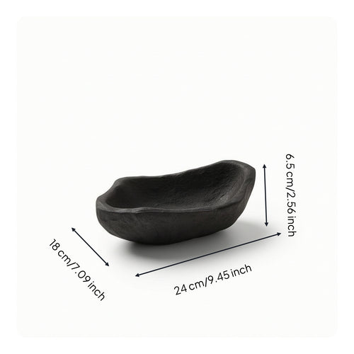 Carbonized Artisan-Crafted Wooden Tray Wabi-Sabi Wood Tray with Raised Sides Organic Shape Hand-Made for Home Decorators, Minimalists, Tabletop Decor, Tea Setups, Coffee Table
