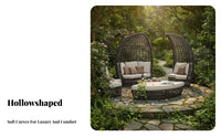 Circular Shape Round sun shade Daybed Weather Resistant Round Daybed with sun shade luxurious paddings Outdoor Furniture Hand-Woven for summerel Owners, Homeowners, vacation destination, pool area, Garden, rearyard