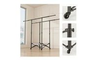 Double-Rod Clothes Drying Rack with Wheels Telescopic Clothes Drying Rack Compact Airer Movable for Apartment
