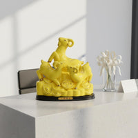 Triad of Goats Statue Figurine Housewarming Gift Feng Shui Sheep Ornament Auspicious Symbol Chinese Astrological Sheep Figurine for Business Owners