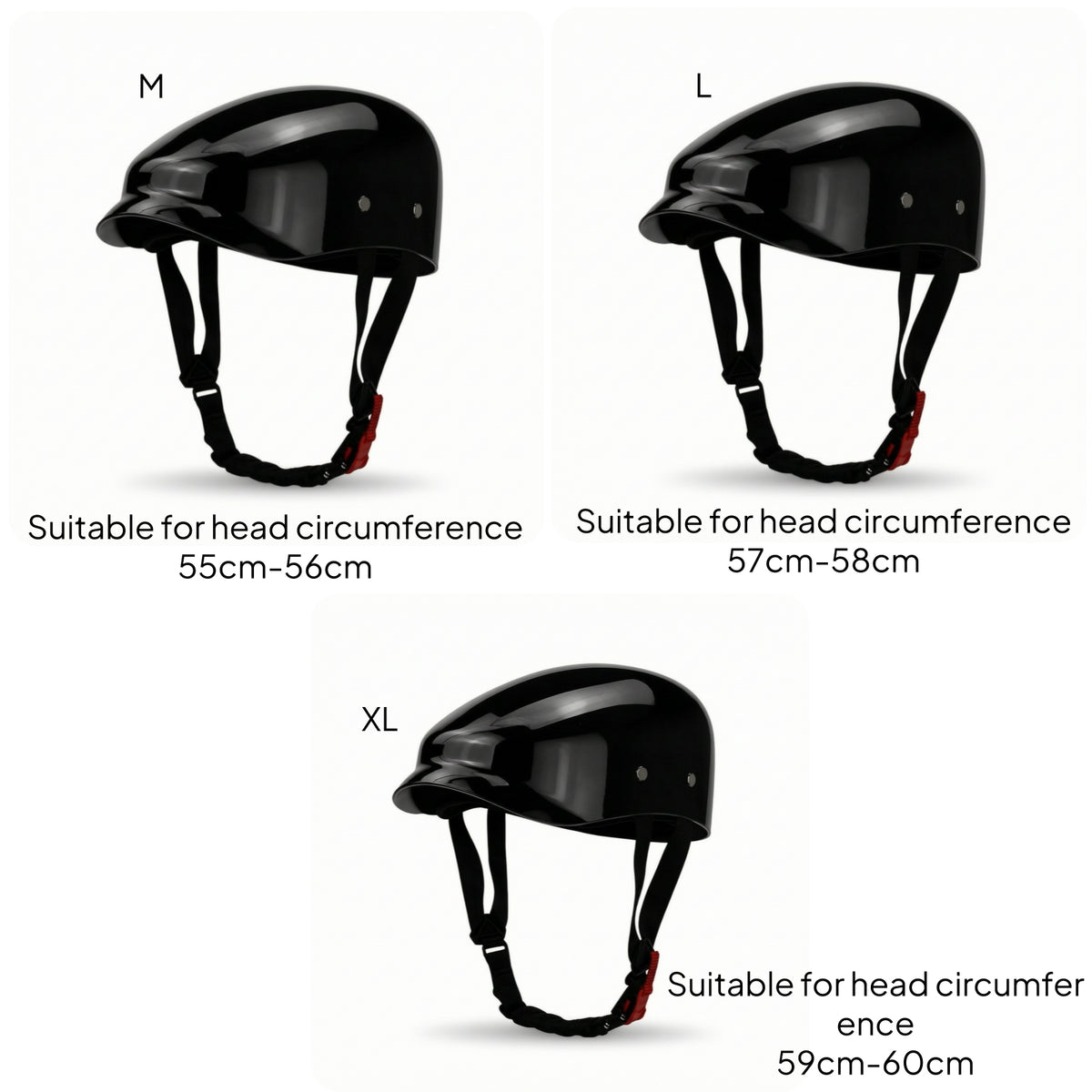 Half Helmet with Goggles Slim-Fit Vintage Scooter Helmet Quick-Release Glossy for Commuters, Commuting