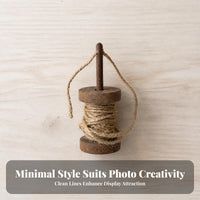 Rustic Wooden Spool Ornament Brown Finish Self-Assembly Wooden Ornament
