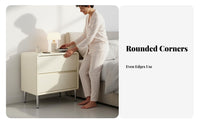 3-Drawer Rounded Nightstand Modern Design Home Furniture Compact Footprint