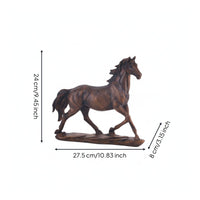 Wood Grain Horse Sculpture Nordic Style Standing Horse Statue Sturdy Table Ornament for Desktop