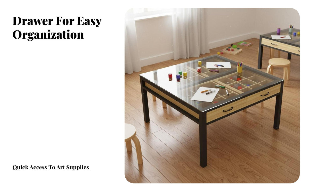 Kids Crafting Table and Chair Set Multifunctional Design Children's Crafting Table with Storage Sturdy Structure children's Craft Desk with Storage