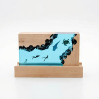 Resin Light with Wooden Base Compact Nightlight Dreamy for Study Area