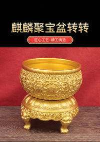 元宝黄铜吉祥如意聚宝盆聚米来米开业存钱罐客厅店铺家用摆件米缸