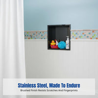 201 Stainless Steel Niche Shelf, Recessed Bathroom Cabinet, Wall Organizer, Modern Minimalist