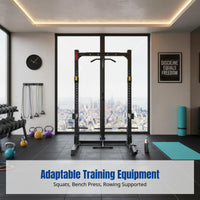 Power Rack, Multi-Function Half Frame, Home Gym Equipment, Leg Press, Bench Press, Shoulder Pulldown, Row, Adjustable, Heavy Duty