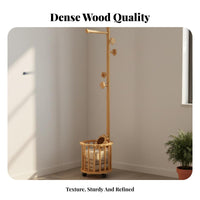 Rolling Clothes Rack Space-Saving Rolling Coat Tree with Basket Lockable Casters