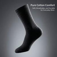 Crew Socks for Women Length Tube for Daily Wear and Travel, Casual Everyday Solid Color Black, Boneless Construction for Young Adults