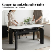 Extendable Round-to-Rectangle Table Expandable Design Household Furniture classic contemporarycenturyera design for Homeowners, Hosts, Dining Room, Small Spaces, Kitchen