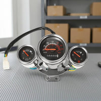 Chrome-Finished Motorcycle Instrument Assembly Analog Motorcycle Gauge Cluster Compact Sporty for Riders
