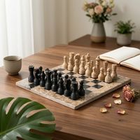 Chess Board with Pieces Square Chess Ornament Eye-Catching Statue for Desk