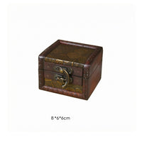 Antique-Design Storage Box Hinged Lid Wooden Storage Box Floral Vine Pattern