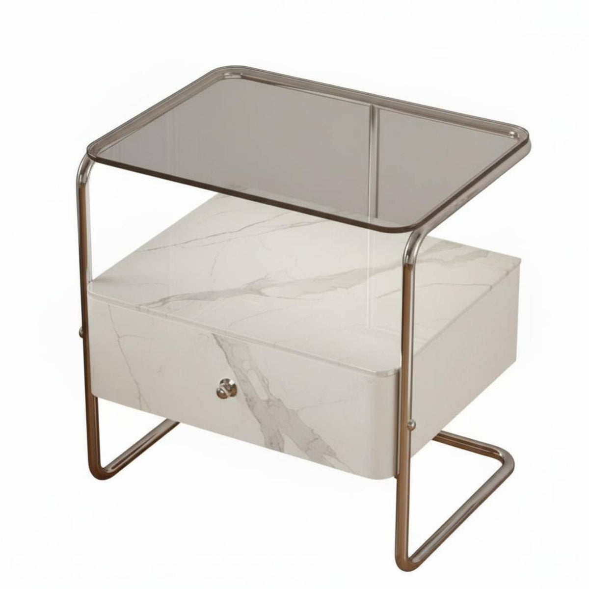 C-Shaped Drawer Unit Modernist aesthetic Nightstand InstallationNo Assembly Required for Small Spaces