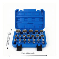 19 Pieces Star Socket Set Chrome-Finished 12-Point Socket Set Tools Corrosion-Resistant Polished for Mechanics, Auto Repair