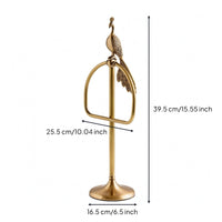 Peacock Towel Holder Weighted Base Brass Towel Hanger Single Post