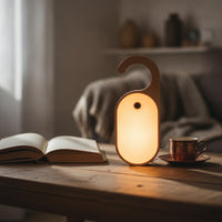 Wooden Night Light Battery Operated Lamp Minimalist for Entryway, Dorm Room