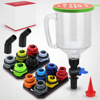 Transparent Automotive Funnel Kit Graduated Measuring Funnel with Lid Color-Coded Funnels Detachable for Workshops