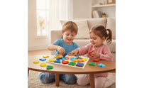 Chunky Wooden Puzzle with Geometric Shapes Educational Shape Sorting Puzzle Board Colorful Toy Developmental for Toddlers, Playrooms